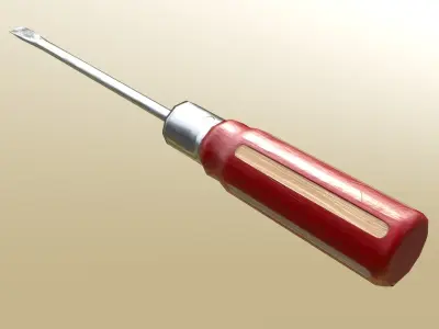 Screwdrivers Wooden Red Low-poly 3D model
