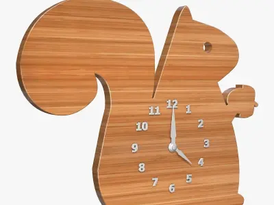 Squirrel Clock  Low-poly 3D model