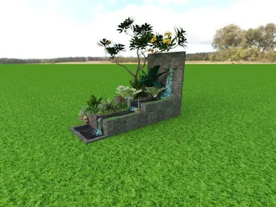 garden and fish pond 3D print model