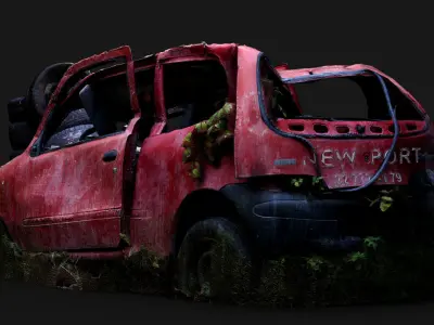 abandoned forest car wreck derelict vehicle photogrammetry Low-poly 3D model