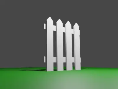 White Fence for Garden - Cerca branca Low-poly 3D model