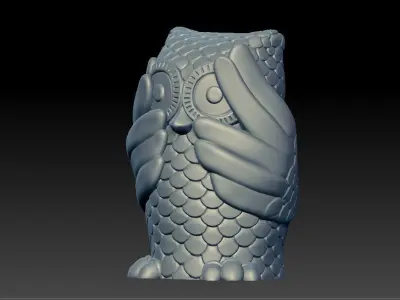 Mystical Owl Closed eyes 3D print model