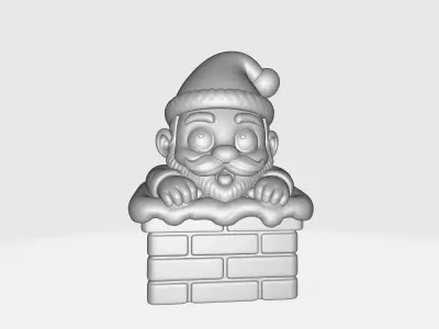 Cute Santa Claus in Chimney Christmas Seasonal Ornament Santa 3D print model