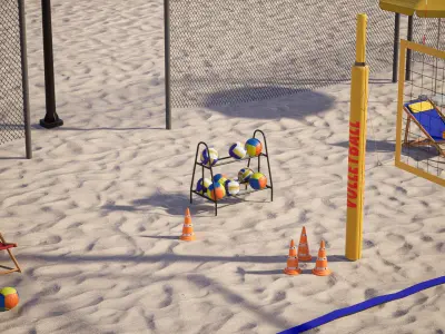 Beach Volleyball Set 1 Game Ready UE Low-poly 3D model