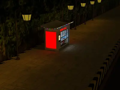 News stall Free low-poly 3D model
