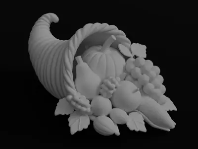 Thanksgiving Cornucopia 3D model for 3D print figurine harvest  3D print model