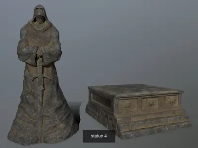 statue set and box 3D Model Collection