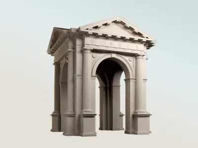 Arched portico in Doric mutulary 3 4 column order gazebo 3D model