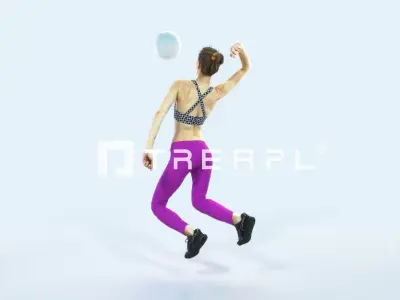 Beauty 17I Jumping Smashing Sports Volleyball Woman Low-poly 3D model