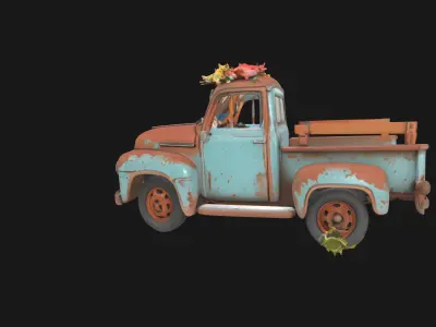 Rustic Relic Vintage Car Weathered 3D Model Low-poly 3D model