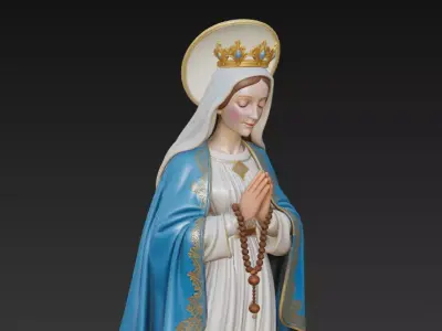 Praying Virgin Mary Bust - Rosary Catholic Sculpture 3D print model
