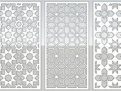 Partition three wooden screens 3D model