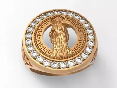 Gents Rings Holy Death Ring 3DM STL Mens Rings Santa Muerte 3D print model
