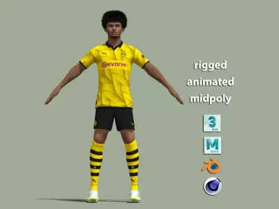 T-Pose Rigged Karim Adeyemi Borussia Dortmund 3D model