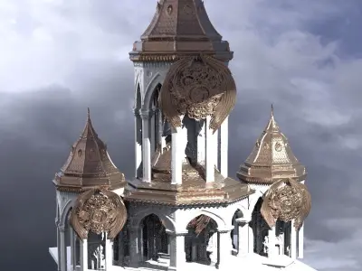 Steampunk Medieval Tower 2 Towers  3D model