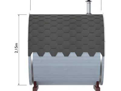 bathhouse wooden sauna with tiled roof 3D model