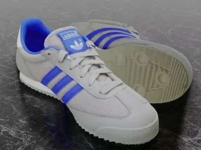 ADIDAS 3D SHOES - WHIE - BLUE - DRAGON Low-poly 3D model