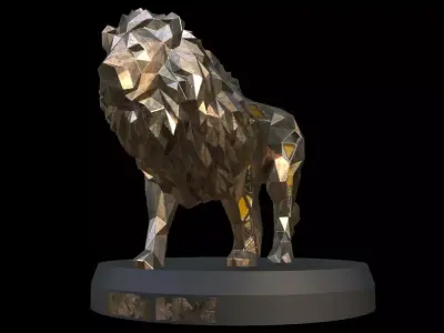 Steampunk Lion Low-poly 3D model