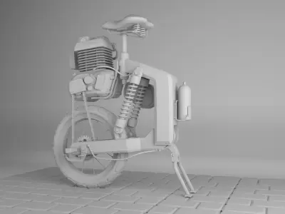 3D bicycle model with motor Low-poly 3D model