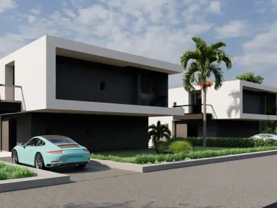 Modern Luxury Villa 3D Model with Pool and Minimalist Design 3D model