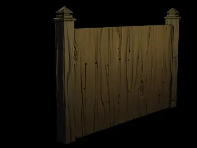 Fence wooden Low-poly 3D model