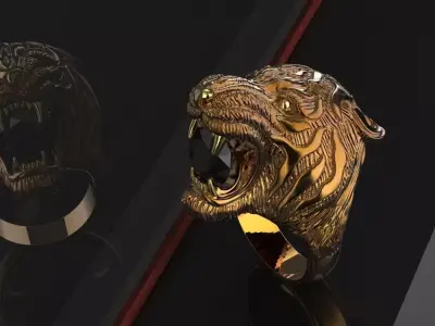 Carrera y Carrera Bestiario Tiger gold ring 3D print model