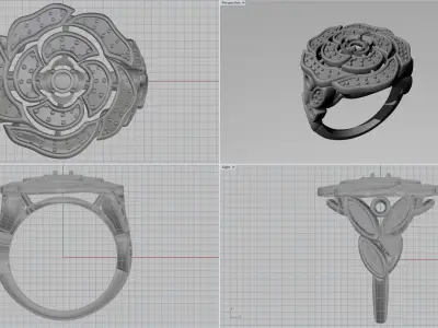 Flower ring 2 3D print model
