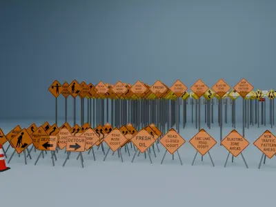 Road Sign Mega Pack 189 US American Traffic Signs Low-poly 3D model