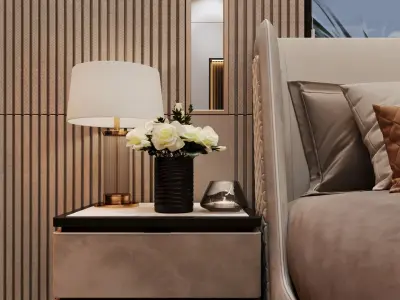 Modern Luxury Master Bedroom Interior  High-End 3D Visualization 3D model