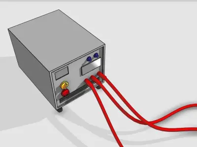 Cartoon style power generator with cable wires Low-poly 3D model