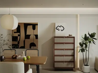 modern living room dining room interior scenes 33 3D model