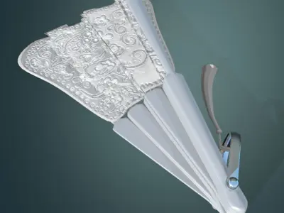 Hand fan lace multicolor rigged low poly Low-poly 3D model