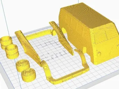 minibus tuning rigged and stl 3D print model