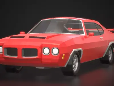 Low Poly Retro Muscle Car 02 Low-poly 3D model