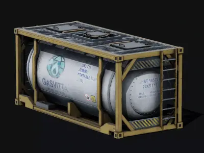  ISO Tank - Diesel - Gas Low-poly 3D model