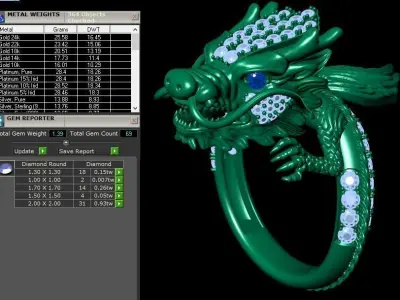 dragon-02 gold dragon head ring 3D print model