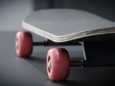 Skateboard with wheels Low-poly 3D model