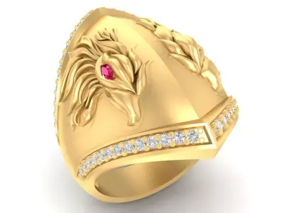 Luxury Lion Head Diamond Men Ring 3D Model  2909 3D print model