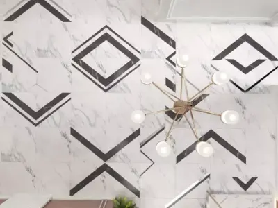 Realistic Luxury Lobby Modern Design  Marble Interior Scene 3D model