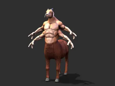 Warrior goat Low-poly 3D model