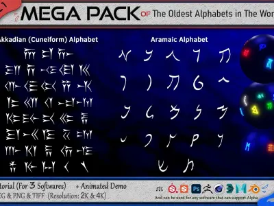440 Alpha Symbols from The Oldest Alphabets in the World - Vol 1 Texture