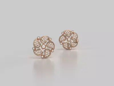 a stud EARRINGS with round gemstones 3D print model