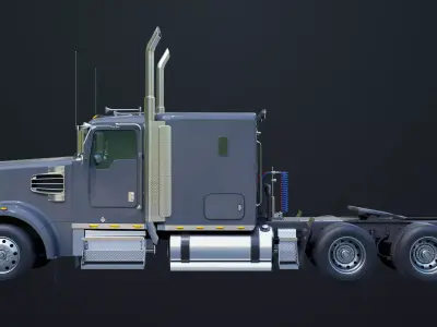 Heavy Truck Chassis 07 Cyan and Grey All PBR Textures Low-poly 3D model