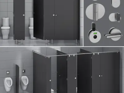 Sanitary partitions for public toilets FunderMax 1 3D model