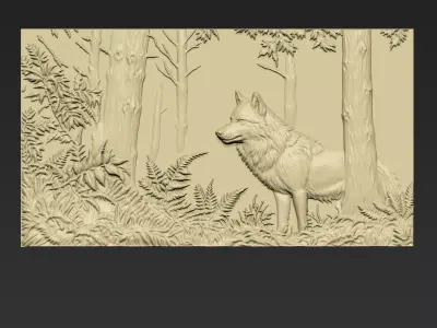 A Wolf in the Forest A124 3D print model