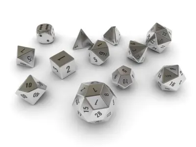 Polyhedral Dice Set - Metallic Low-poly 3D model