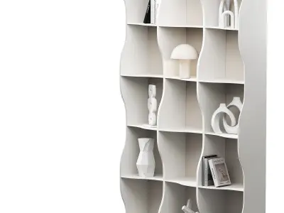 Wavy rack set Decorative shelves 3D model