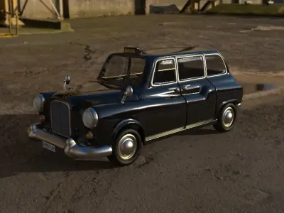 LowPoly Realistic Game Ready Austin FX4 Old Classic London Taxi Low-poly 3D model