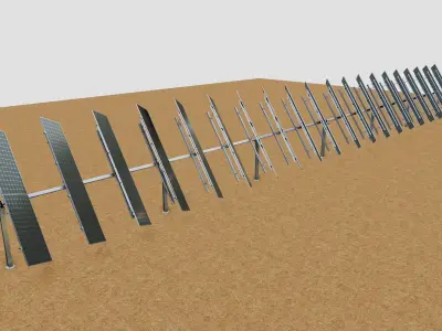 Dual Axis Solar Tracker Table 2x10x2-0-55 and 25 Degree Low-poly 3D model