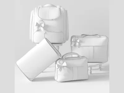 Set of luxury bags backpack and wallet 3D model